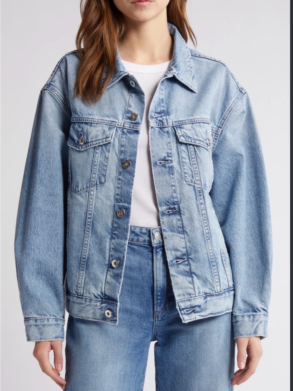 AG Jeans Oversized Denim Trucker Jacket | Size M